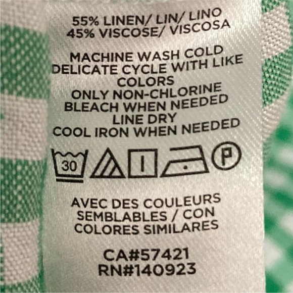 Loft Green Gingham Side Slit Midi Skirt Linen Blend Size 14 - Picture 9 of 9